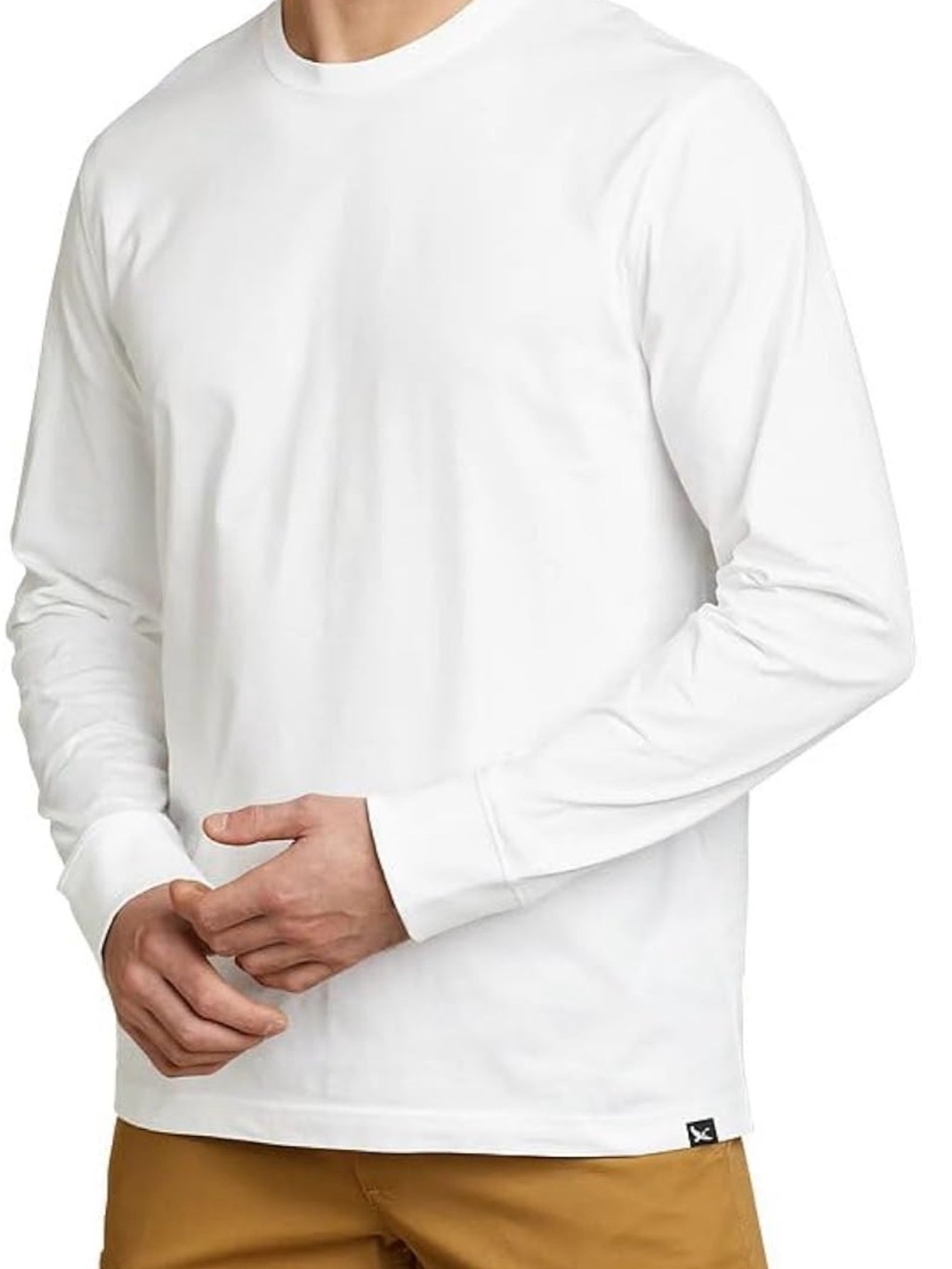 Eddie Bauer Mens Lg Tall 100% Cotton Long Sleeve White T-Shirt Like New